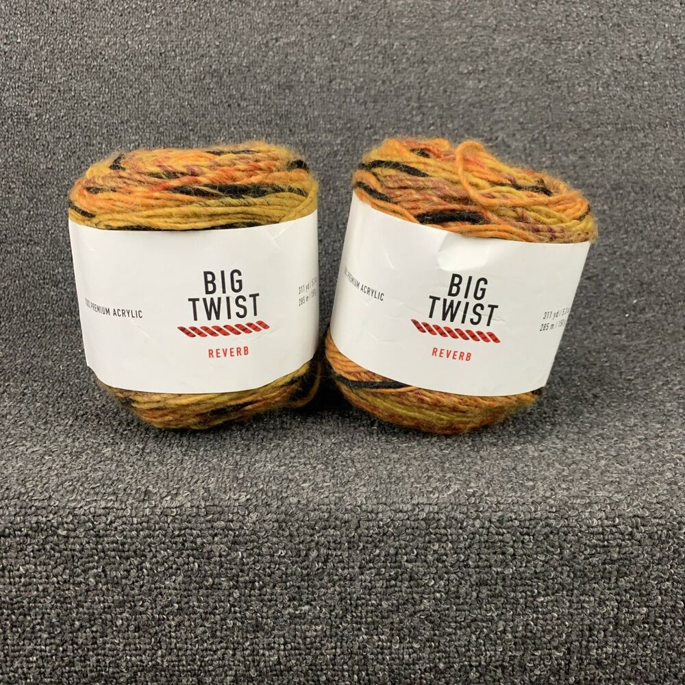 Lot of 2 Big Twist Reverb Rust Red Premium Acrylic Yarn 311yds 5.3oz Discontinue